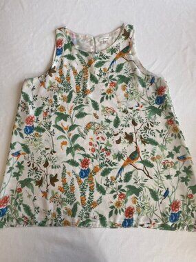 Max Studio Sleeveless Floral Hummingbird Blouse Tunic Top Size L